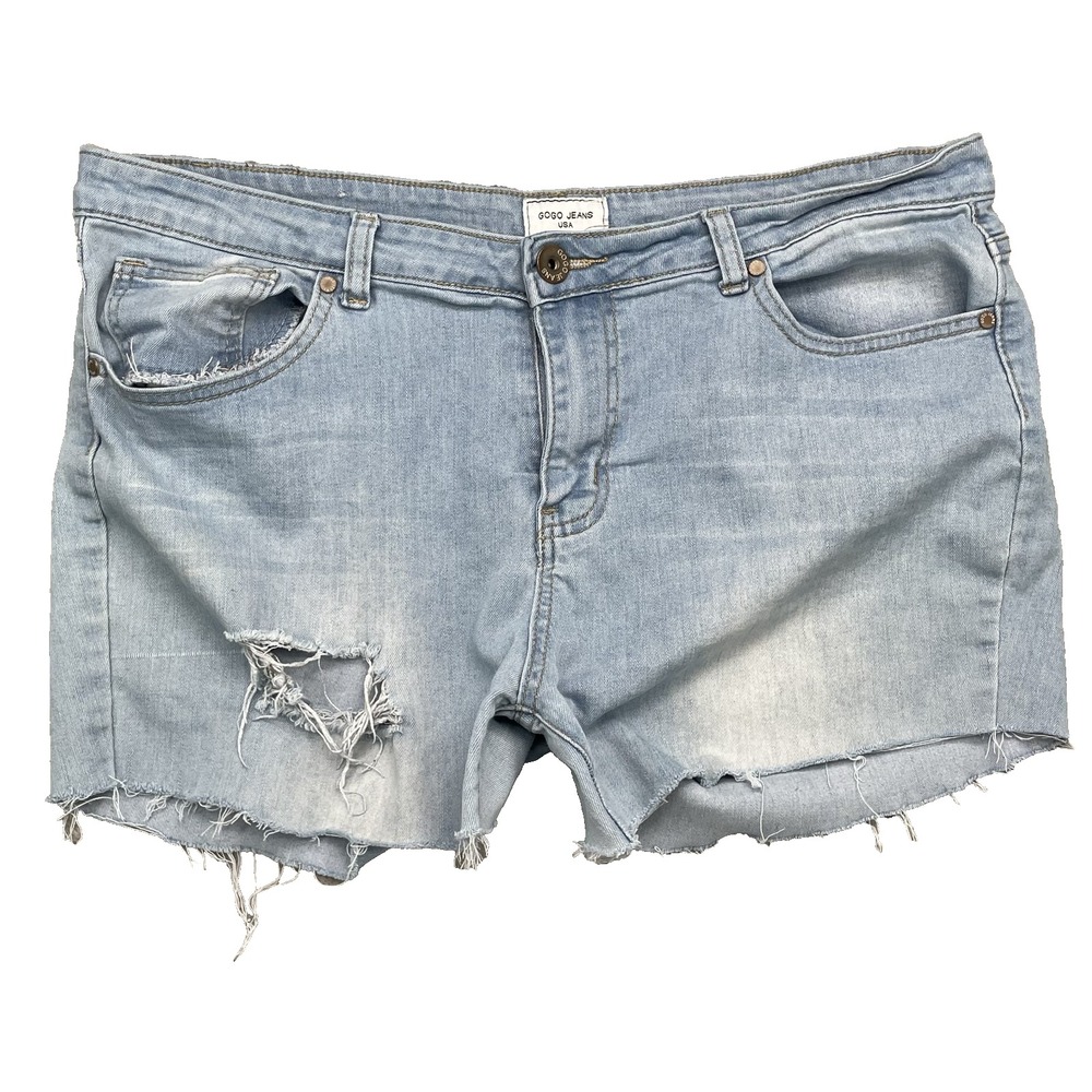 Gogo Jean Shorts Women's 17 Raw Hem‎ Western Y2K Rodeo Classic Daisy 90's Preppy